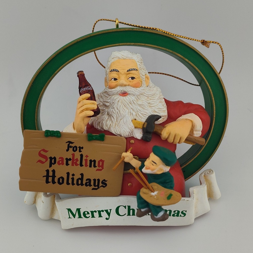 Coca Cola 1994 Christmas Ornament Santa "For Sparkling Holidays"